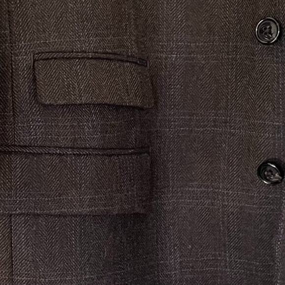 Ralph Lauren Wool Brown Windowpane 2 Button Double Vent Elbow Patch Blazer 42R - Picture 7 of 12